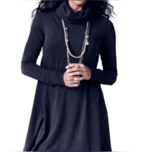 CAbi Fireside Cowl Neck/Turtleneck Knit A-Line Swing Dress Black Size XL